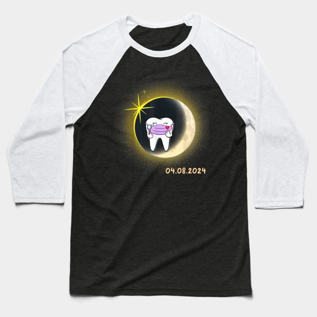 Total Solar Eclipse 2024 teeth Dental Solar Eclipse Gift For Men Women Baseball T-Shirt by tearbytea